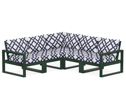 POLYWOOD® EDGE 5-Piece Modular Deep Seating Set in Green / Trellis Navy