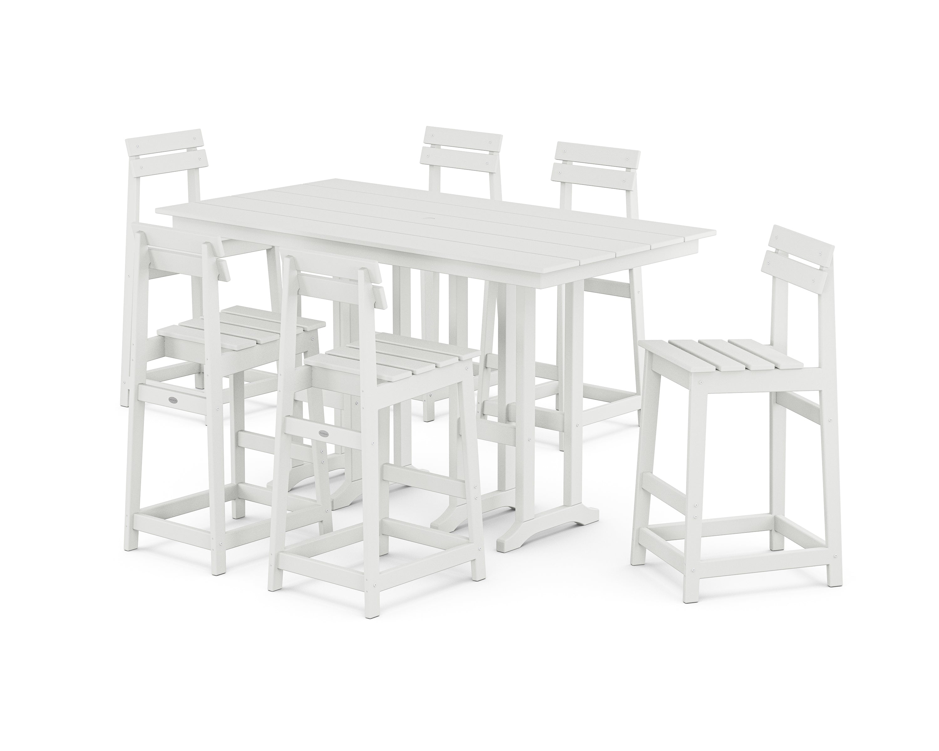 POLYWOOD® Modern Studio Plaza Bar Chair 7-Piece Set in White