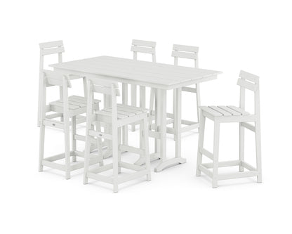 POLYWOOD® Modern Studio Plaza Bar Chair 7-Piece Set in White
