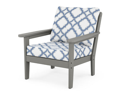 Country Living Cottage Deep Seating Chair in Slate Grey / Trellis Sky Blue
