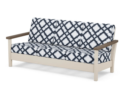 POLYWOOD® Harbour Deep Seating Sofa in Sand / Kona / Trellis Marine Indigo