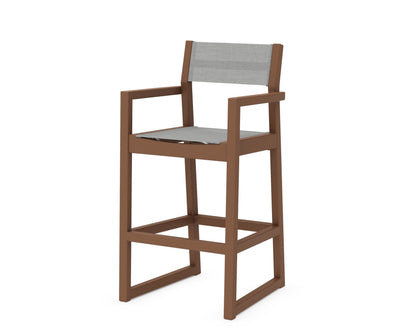 POLYWOOD® EDGE Sling Bar Arm Chair in Teak / Metallic Sling
