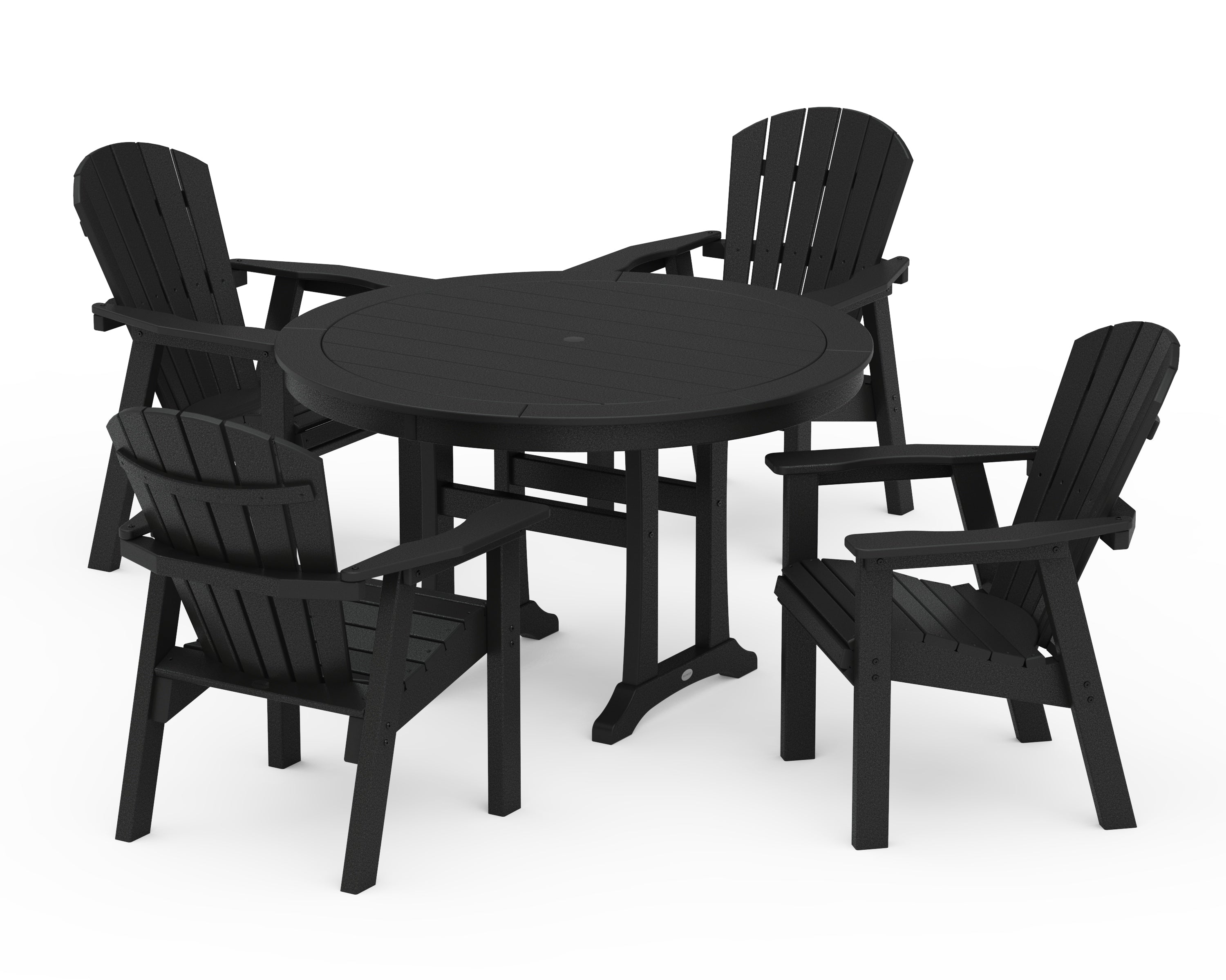 POLYWOOD® Seashell 5-Piece Round Dining Set with Trestle Legs in Black