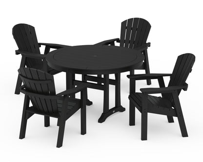 POLYWOOD® Seashell 5-Piece Round Dining Set with Trestle Legs in Black