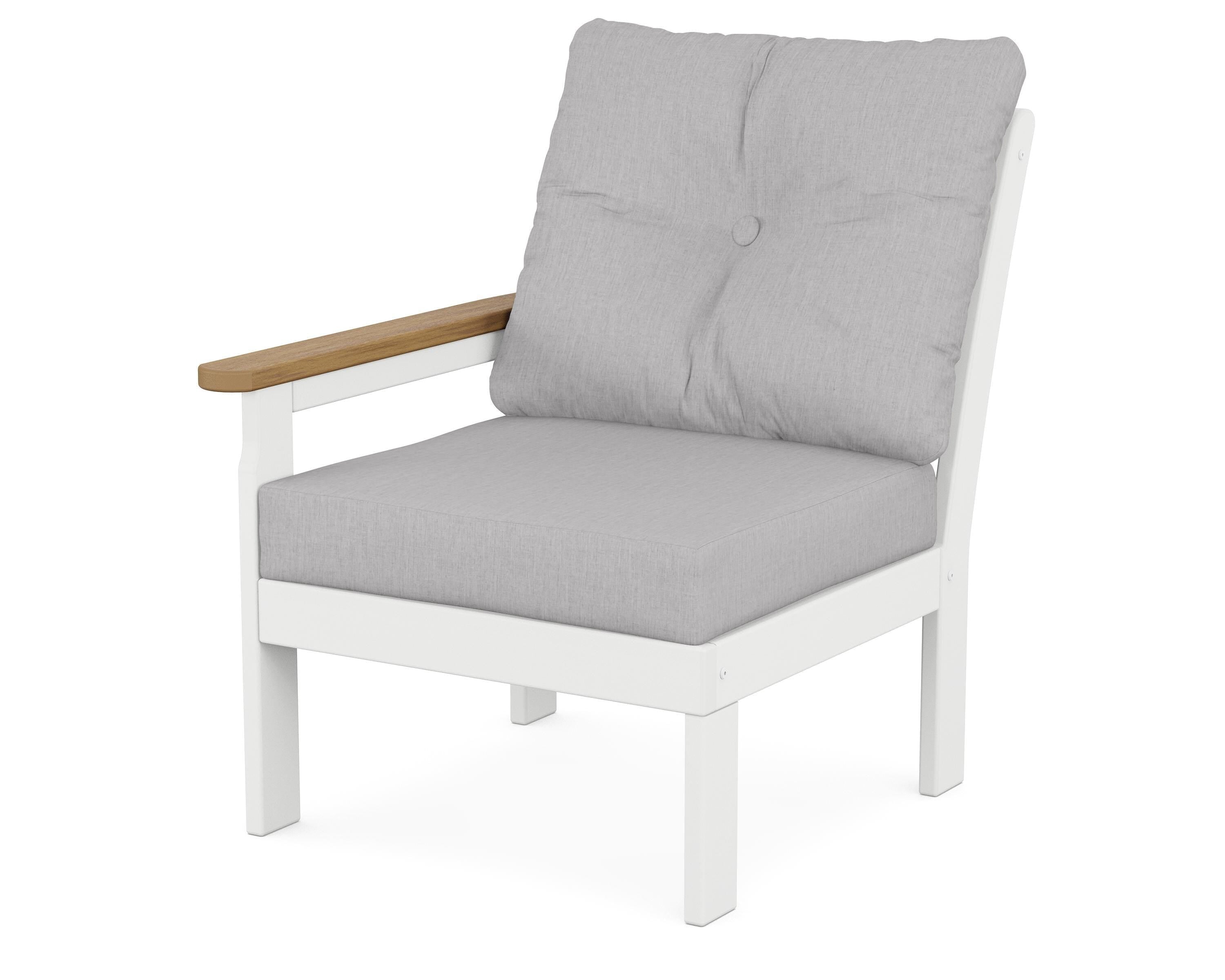 POLYWOOD® Vineyard Modular Left Arm Chair in White / Natural / Granite