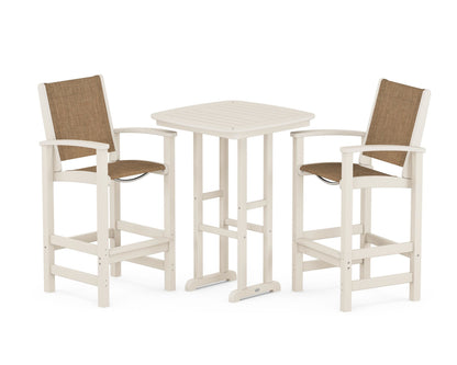 POLYWOOD® Coastal 3-Piece Bar Set in Sand / Burlap Sling