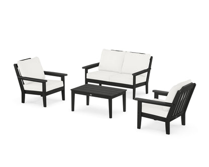 Country Living Cottage 4-Piece Deep Seating Set with Loveseat in Black / Natural Linen