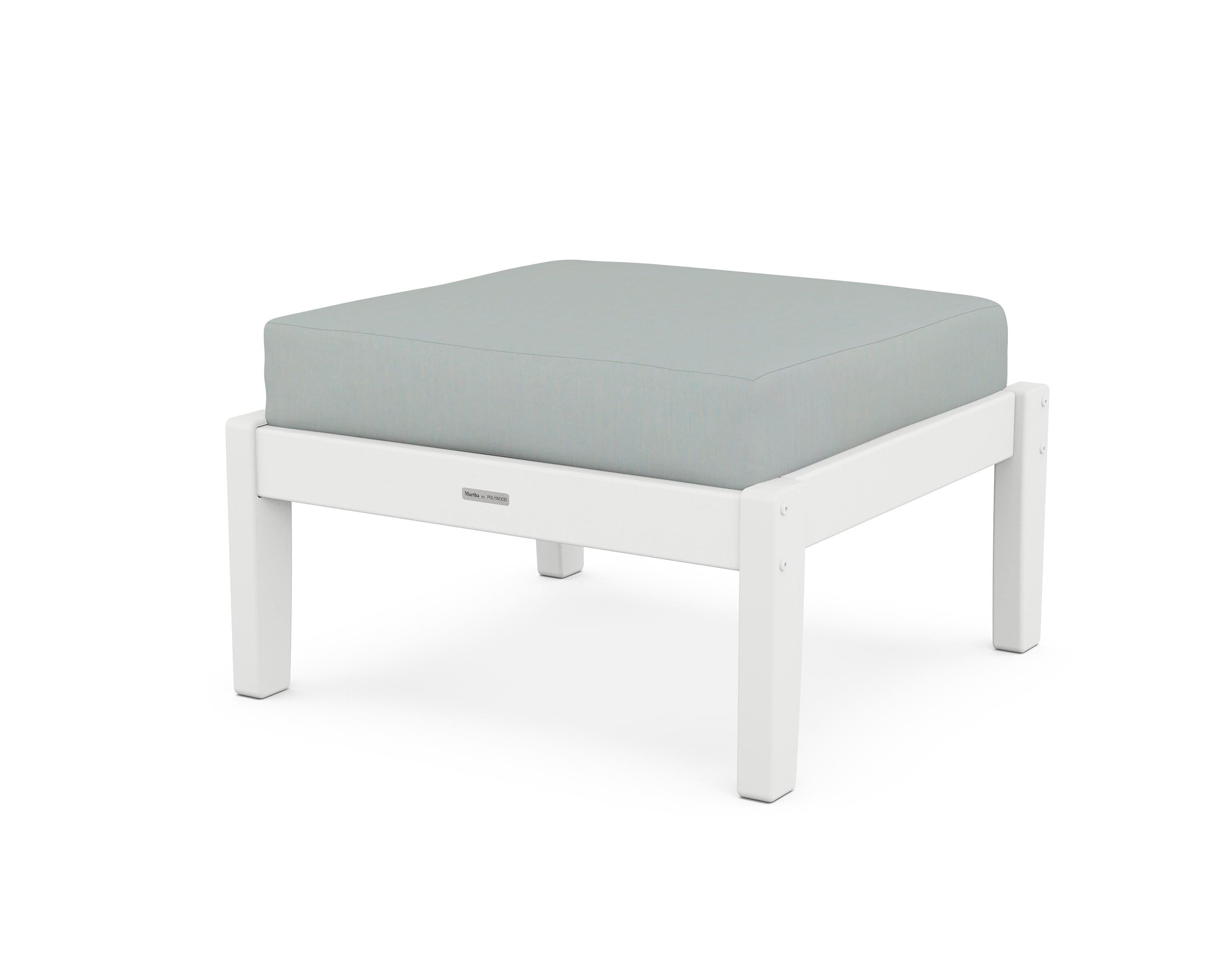 Martha Stewart by POLYWOOD® Chinoiserie Deep Seating Ottoman in White / Spa