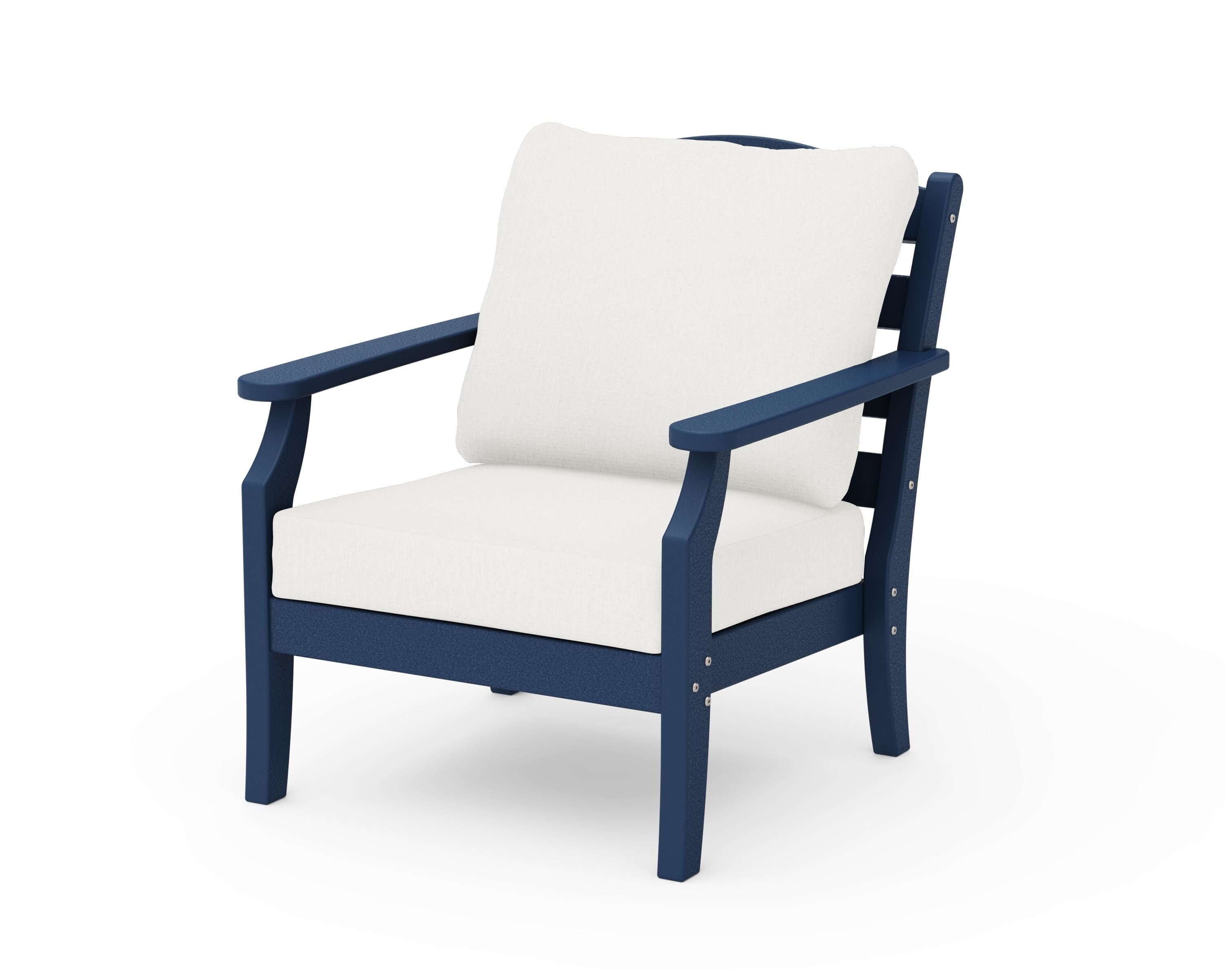 Draper James™ by  POLYWOOD® Savannah Deep Seating Chair in Navy / Natural Linen