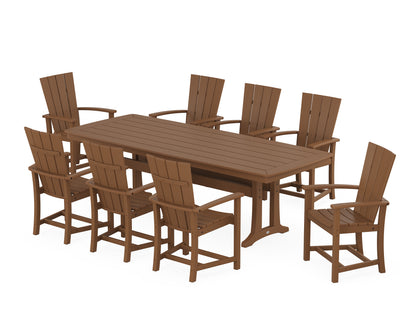POLYWOOD® Quattro Adirondack 9-Piece Dining Set with Trestle Legs in Teak