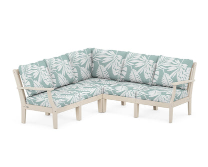 POLYWOOD® Braxton Modular 5-Piece Deep Seating Set in Sand / Leaf Glacier Spa