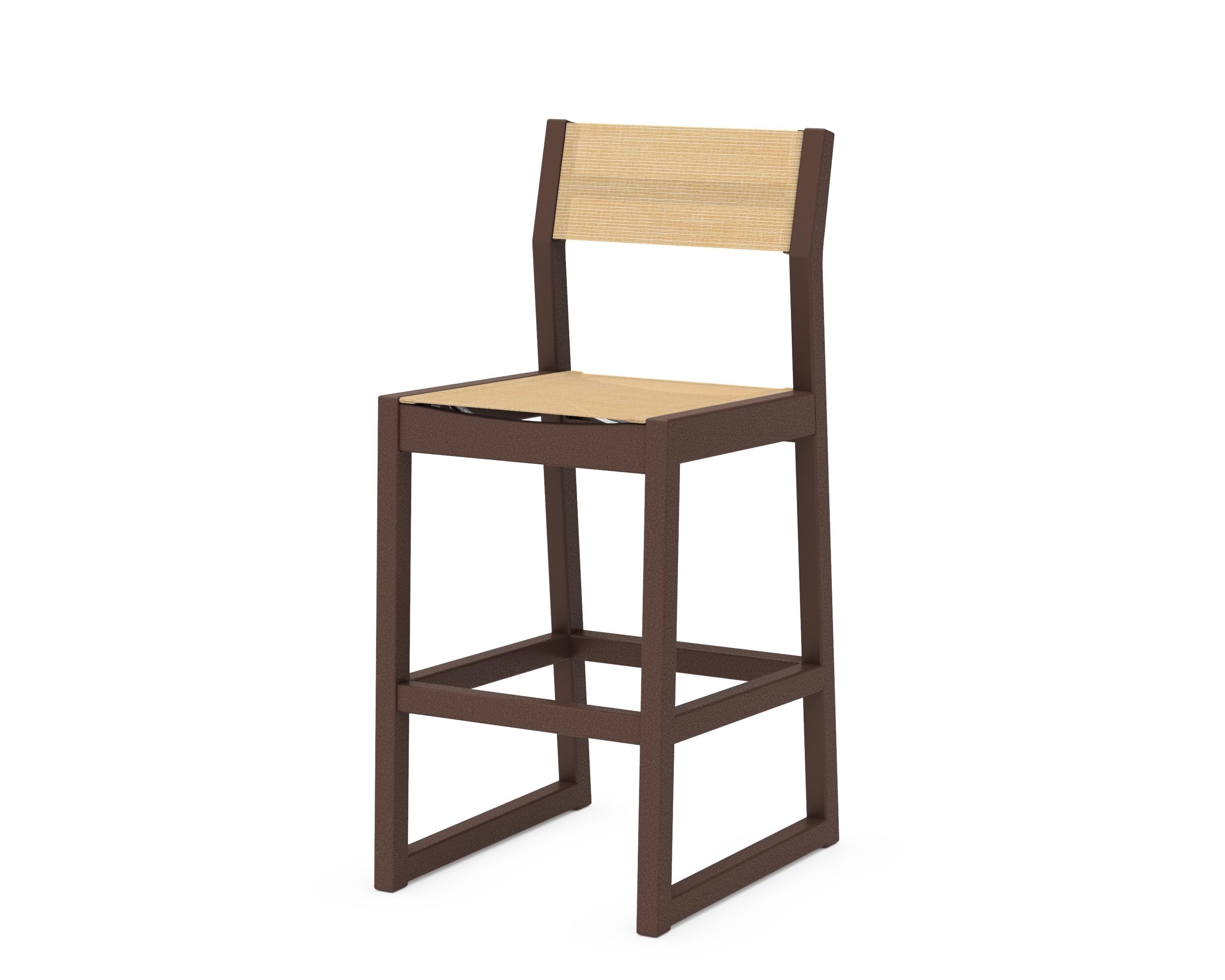 POLYWOOD® EDGE Sling Bar Side Chair in Mahogany / Dupioni Apricot Sling