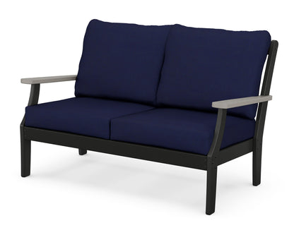 POLYWOOD® Braxton Deep Seating Loveseat in Black / Driftwood / Navy