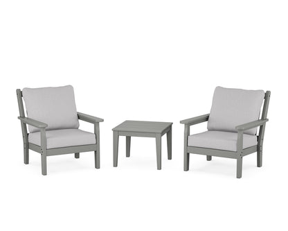 POLYWOOD® Chippendale 3-Piece Deep Seating Set in Slate Grey / Granite