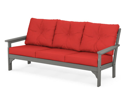 POLYWOOD® Vineyard Deep Seating Sofa in Slate Grey / Crimson Linen