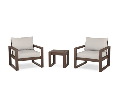 POLYWOOD® EDGE Sectional 3-Piece Deep Seating Set in Mahogany / Cast Ash