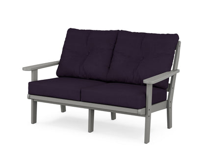 POLYWOOD® Mission Deep Seating Loveseat in Slate Grey / Navy Linen