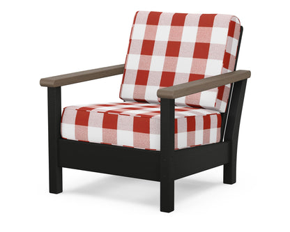 POLYWOOD® Harbour Deep Seating Chair in Black / Kona / Buffalo Plaid Crimson