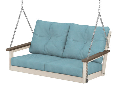 POLYWOOD® Vineyard Deep Seating Swing in Sand / Kona / Lattice Sky Blue