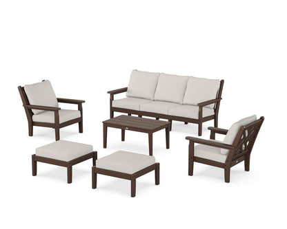 POLYWOOD® Chippendale 6-Piece Lounge Sofa Set in Mahogany / Cast Ash