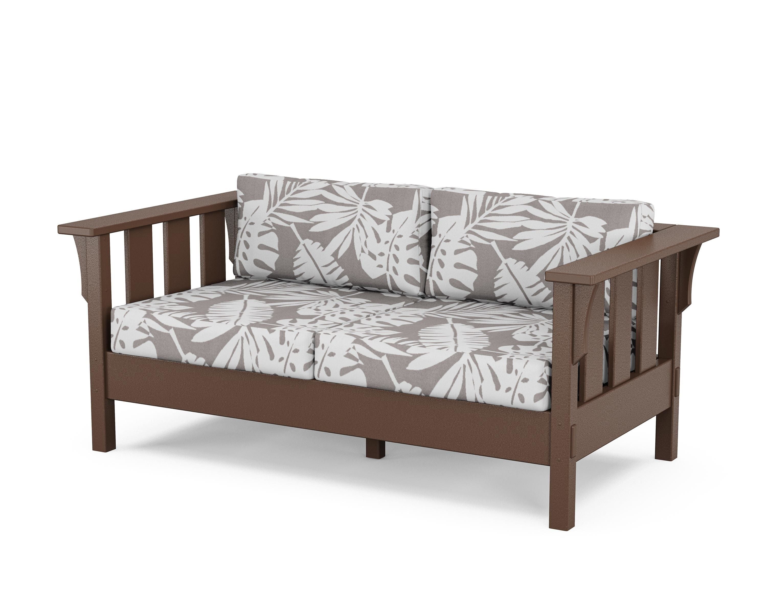 Martha Stewart by POLYWOOD® Acadia Deep Seating Loveseat in Mahogany / Leaf Grey Mist