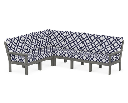 POLYWOOD® Vineyard 6-Piece Sectional in Slate Grey / Trellis Navy
