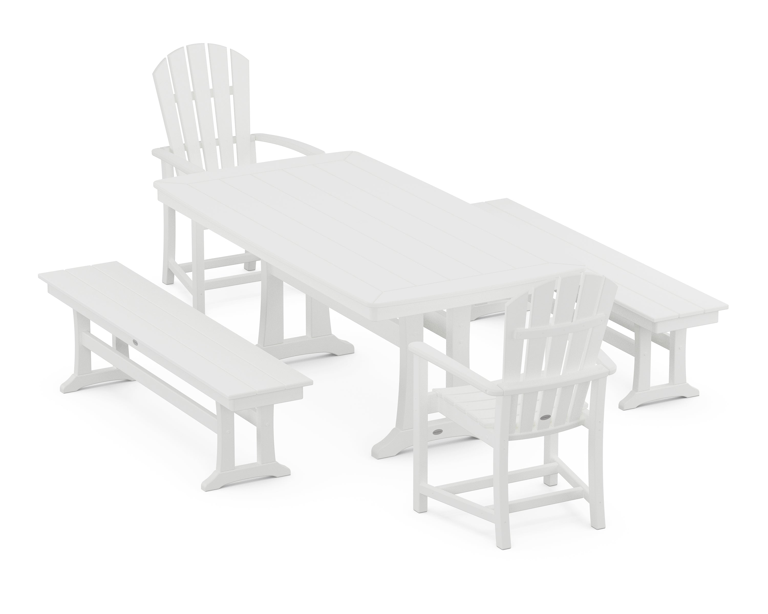 POLYWOOD® Palm Coast 5-Piece Dining Set with Trestle Legs in White