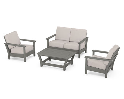 POLYWOOD® Harbour 4-Piece Deep Seating Set in Slate Grey / Dune Burlap