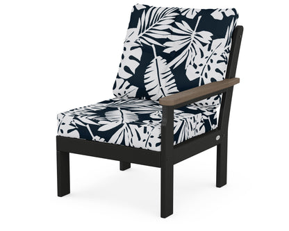 POLYWOOD® Vineyard Modular Right Arm Chair in Black / Kona / Leaf Marine Indigo