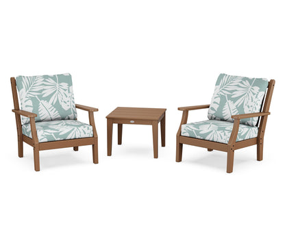 Country Living Wovendale 3-Piece Deep Seating Set in Teak / Leaf Glacier Spa