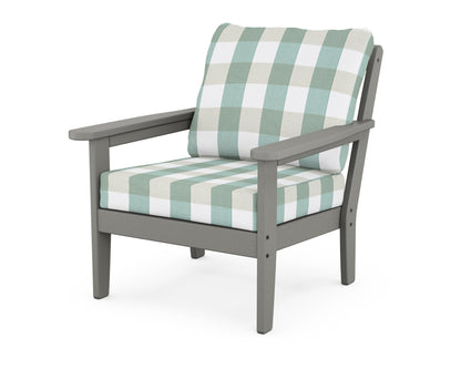 Country Living Cottage Deep Seating Chair in Slate Grey / Buffalo Plaid Glacier Spa