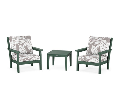 POLYWOOD® Chippendale 3-Piece Deep Seating Set in Green / Leaf Grey Mist