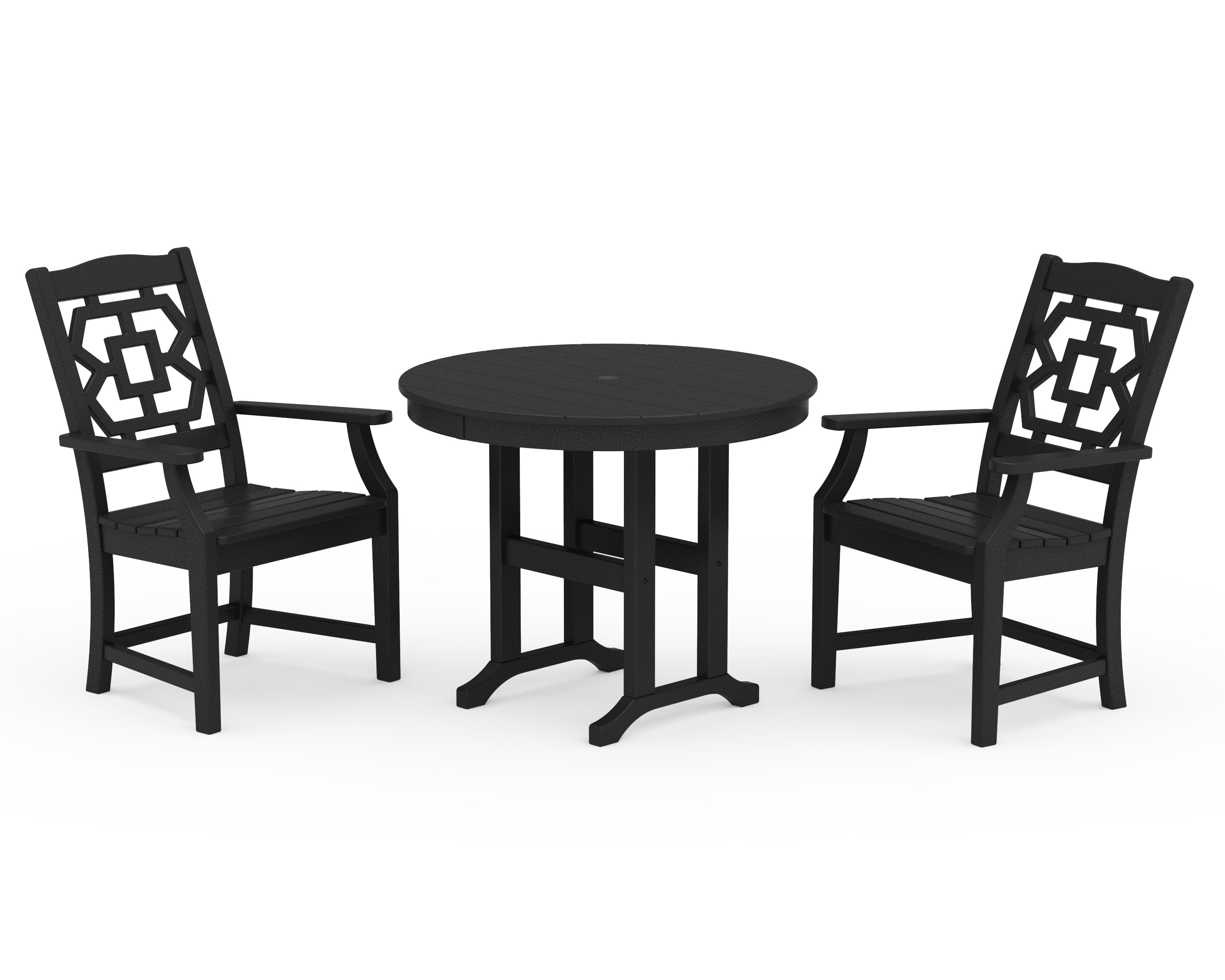 Martha Stewart by POLYWOOD® Chinoiserie 3-Piece Farmhouse Dining Set in Black