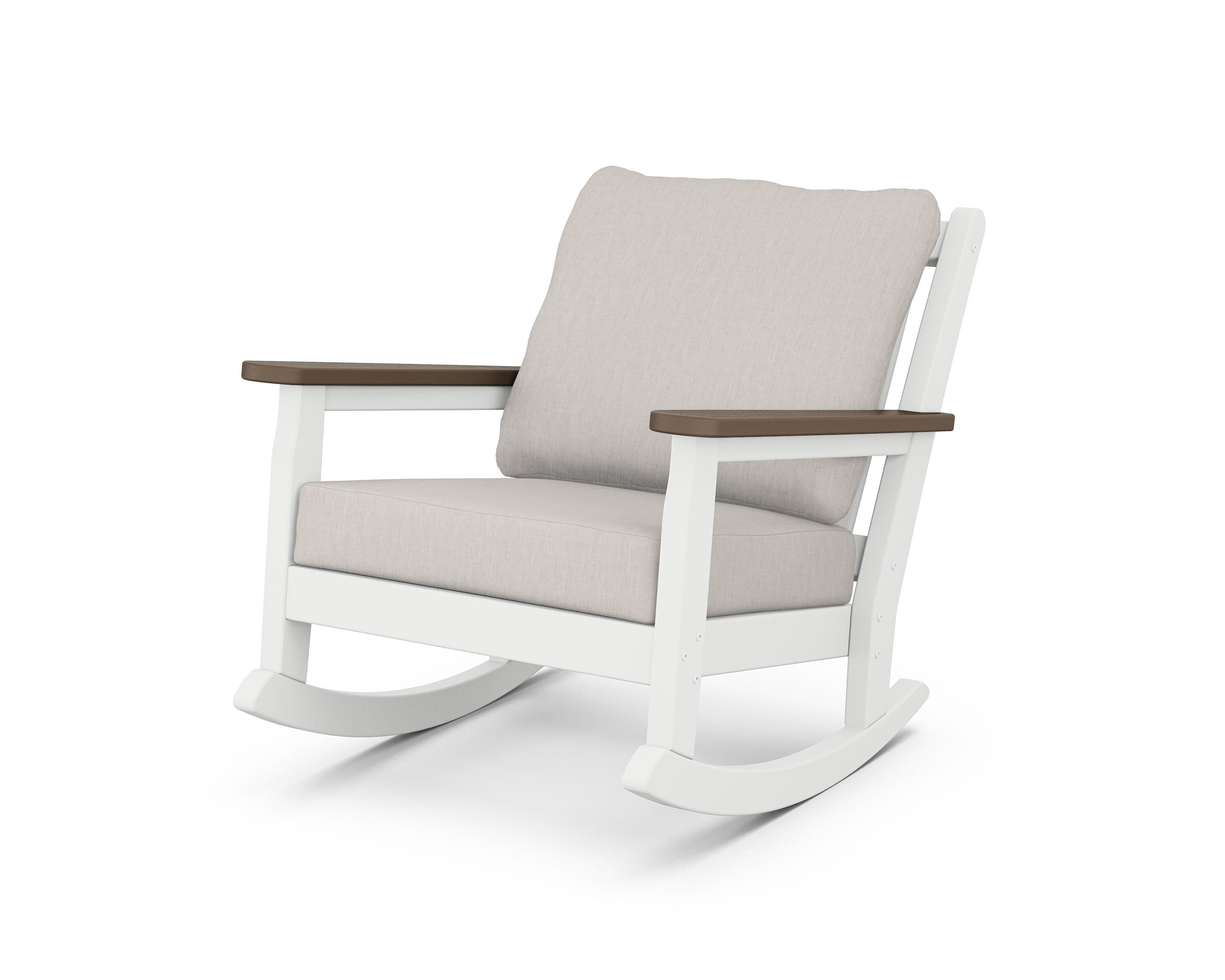 POLYWOOD® Chippendale Deep Seating Rocking Chair in White / Kona / Cast Ash