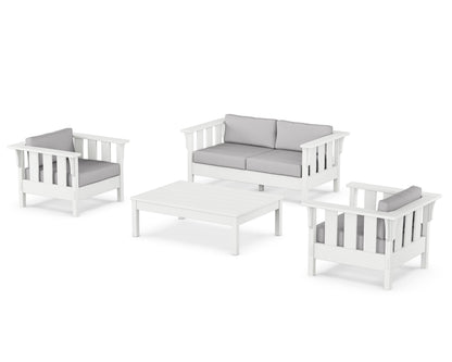 Martha Stewart by POLYWOOD® Acadia 4-Piece Deep Seating Set with Loveseat in White / Granite