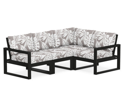 POLYWOOD® EDGE 4-Piece Modular Deep Seating Set in Black / Leaf Grey Mist