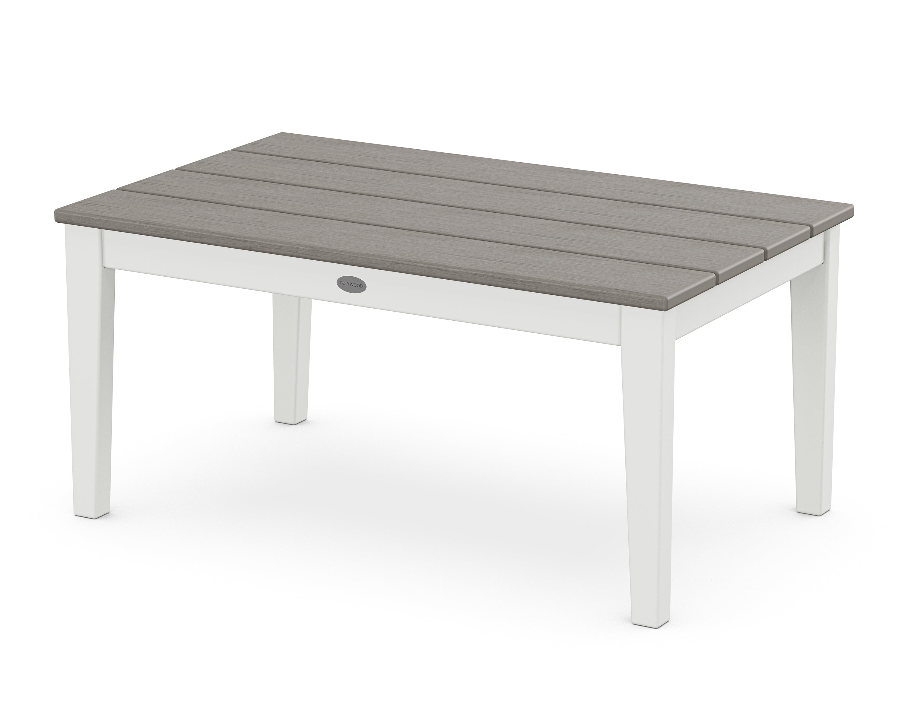 POLYWOOD® Newport 22" x 36" Coffee Table in White / Driftwood