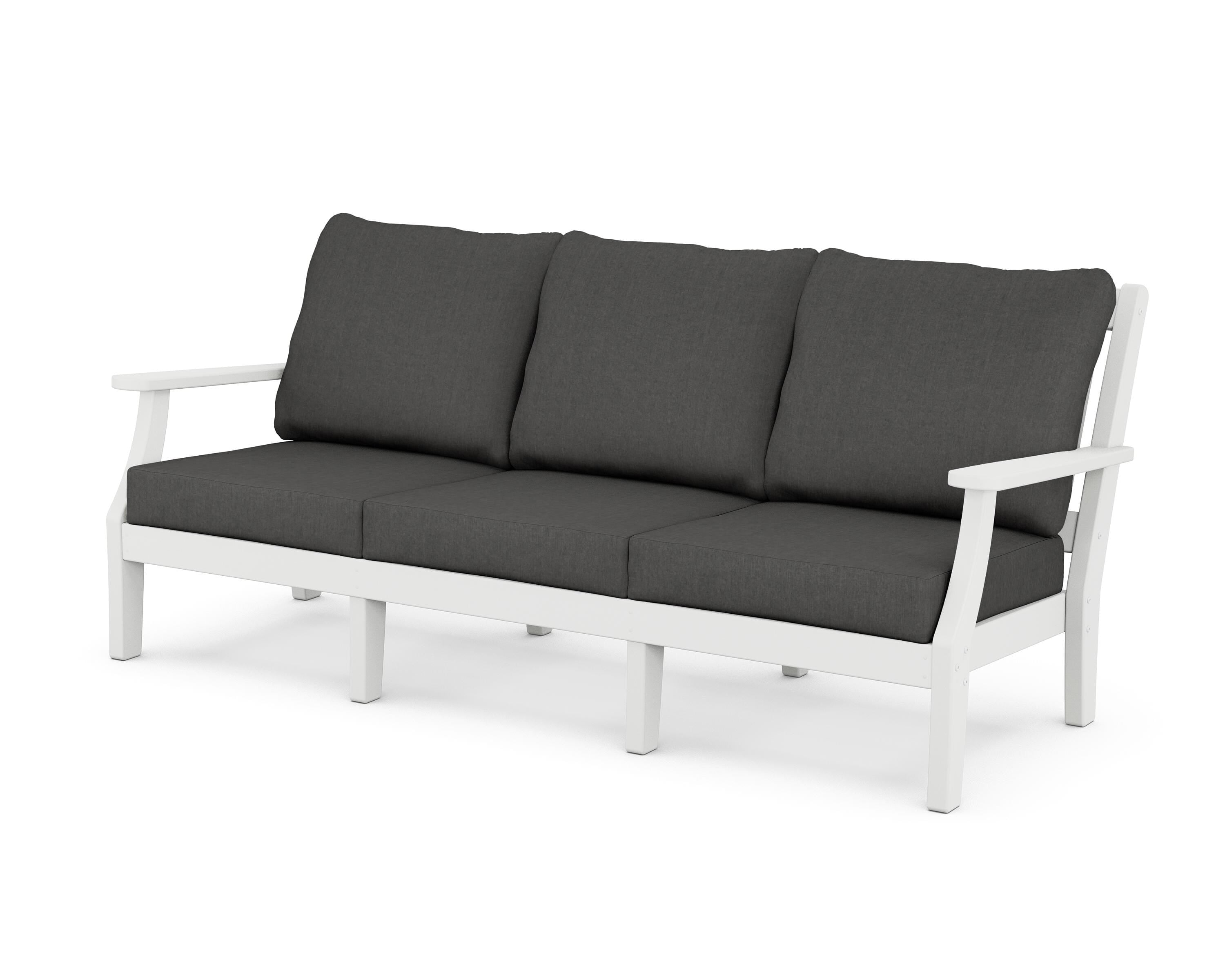 Martha Stewart by POLYWOOD® Chinoiserie Deep Seating Sofa in White / Spectrum Carbon