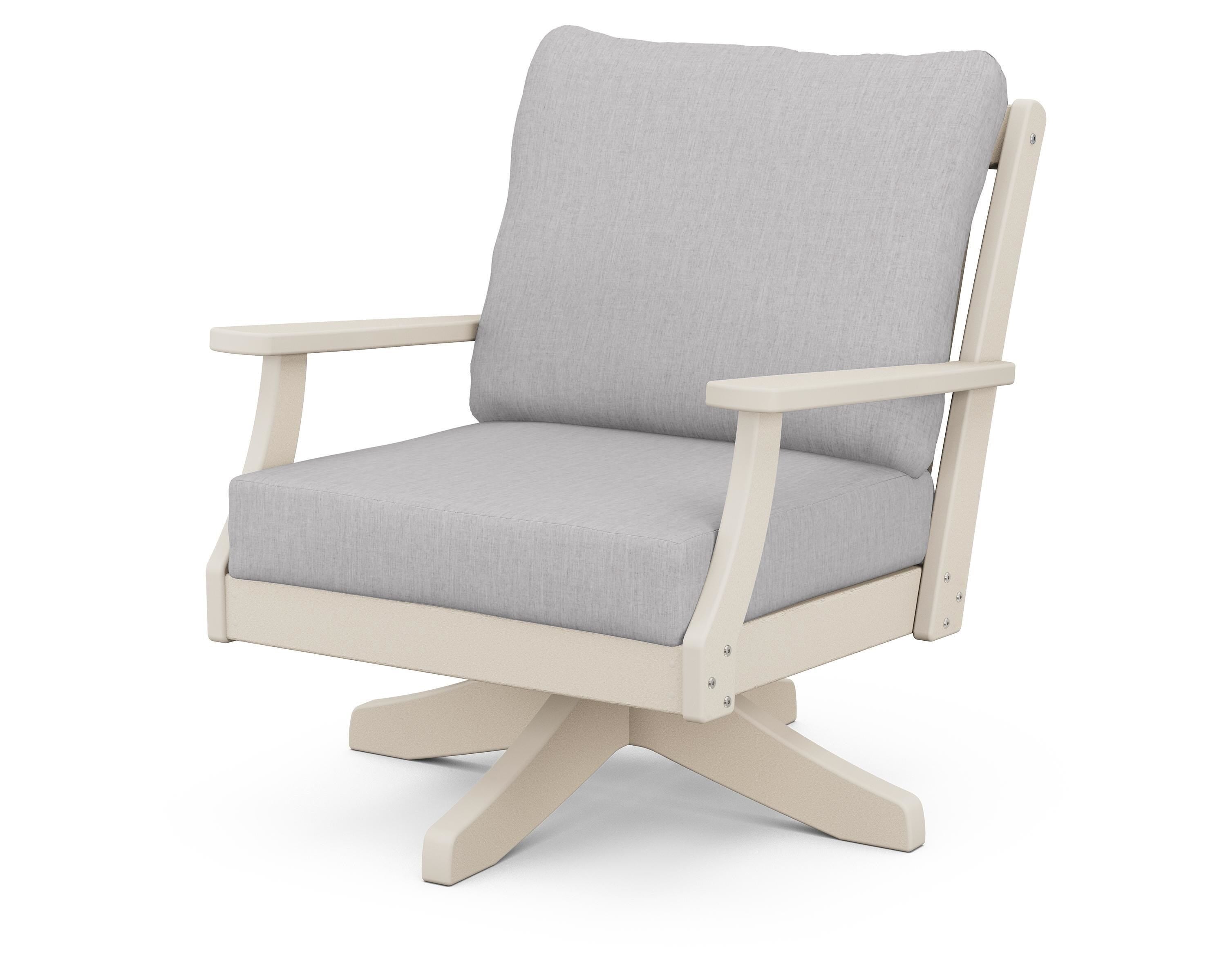 POLYWOOD® Braxton Deep Seating Swivel Chair in Sand / Granite