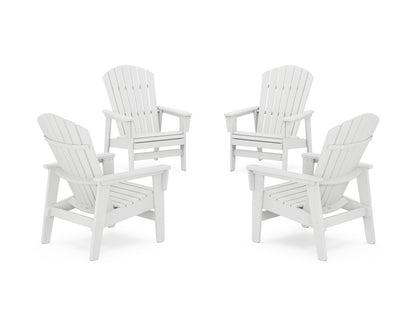 POLYWOOD® 4-Piece Nautical Grand Upright Adirondack Chair Conversation Set in White