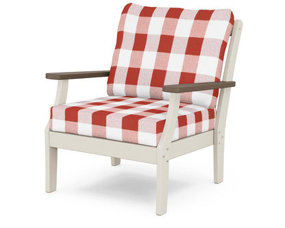 POLYWOOD® Braxton Deep Seating Chair in Sand / Kona / Buffalo Plaid Crimson