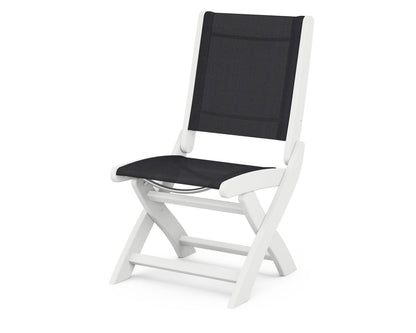 POLYWOOD® Coastal Folding Side Chair in White / Black Sling