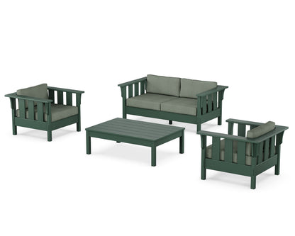 Martha Stewart by POLYWOOD® Acadia 4-Piece Deep Seating Set with Loveseat in Green / Cast Sage
