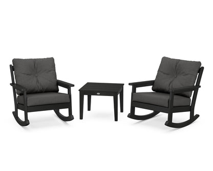 POLYWOOD® Vineyard 3-Piece Deep Seating Rocker Set in Black / Spectrum Carbon