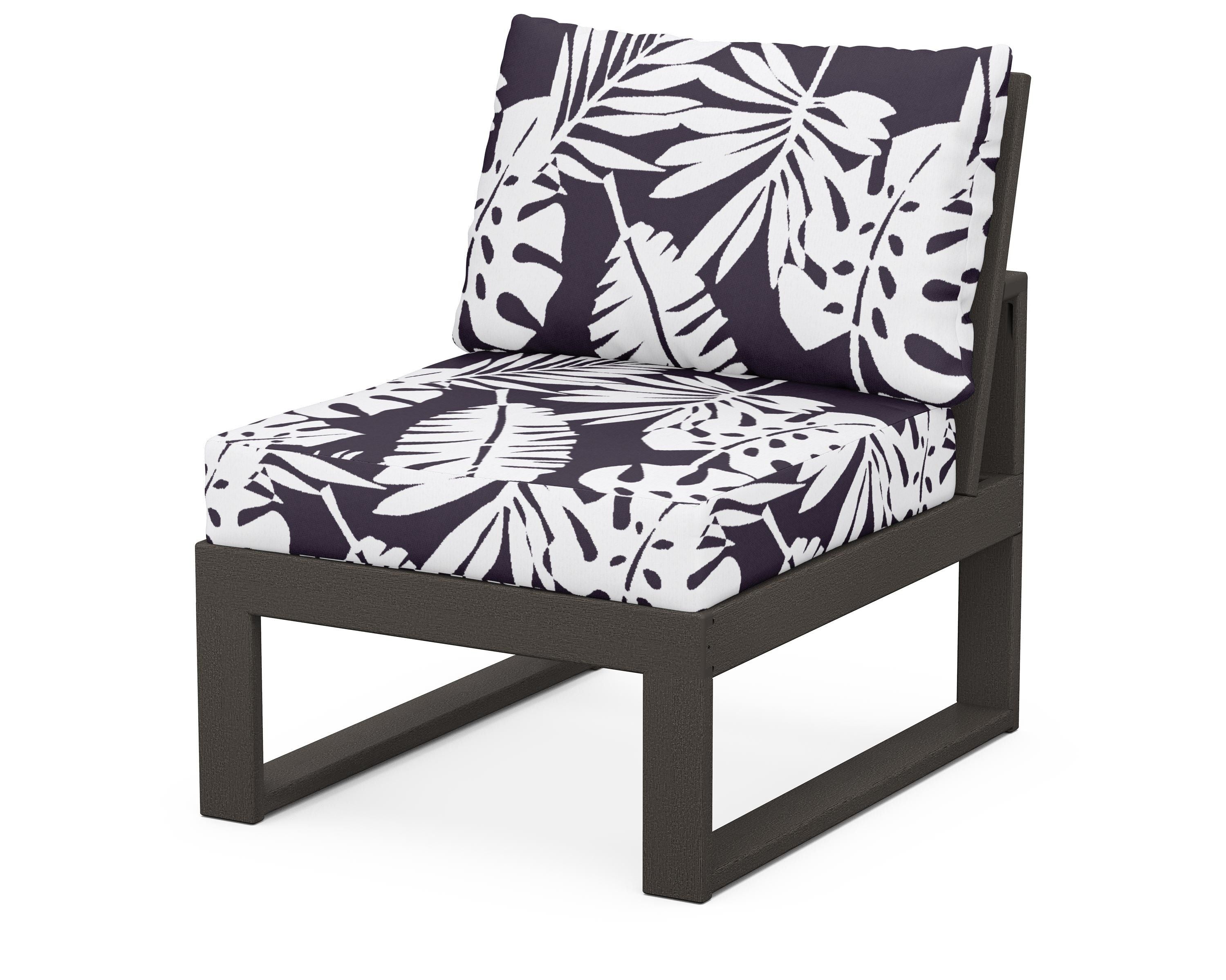 Unbranded Modular Armless Chair in Vintage Coffee / Leaf Navy