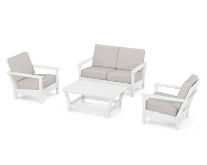 POLYWOOD® Harbour 4-Piece Deep Seating Set in White / Cast Ash