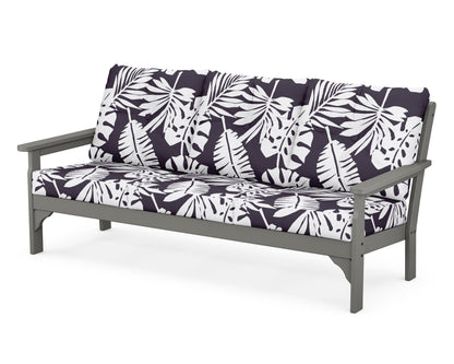 POLYWOOD® Vineyard Deep Seating Sofa in Slate Grey / Leaf Navy