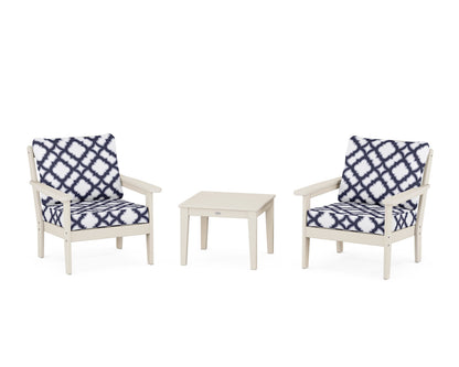 Country Living Cottage 3-Piece Deep Seating Set in Sand / Trellis Navy