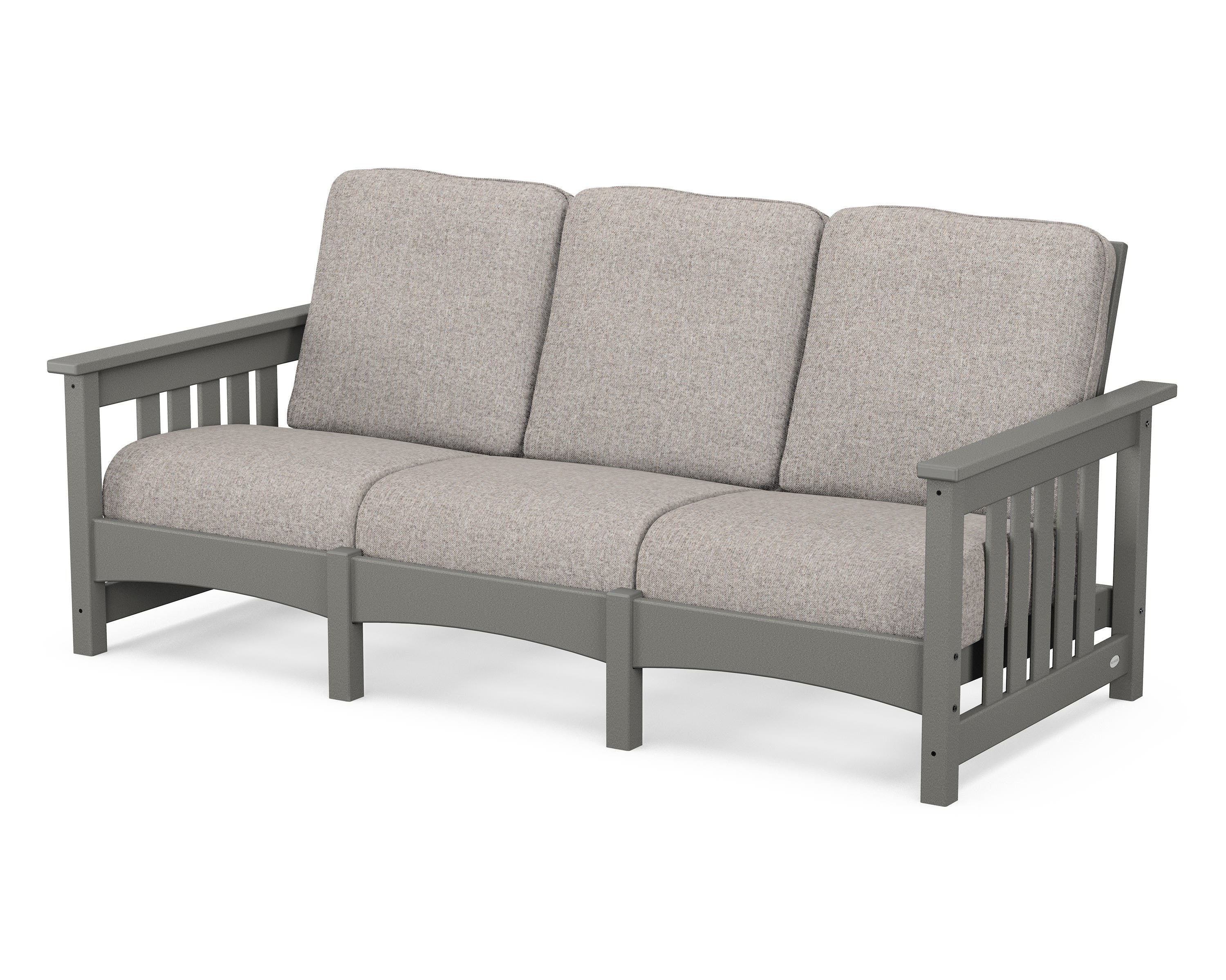 POLYWOOD® Club Mission Sofa in Slate Grey / Weathered Tweed