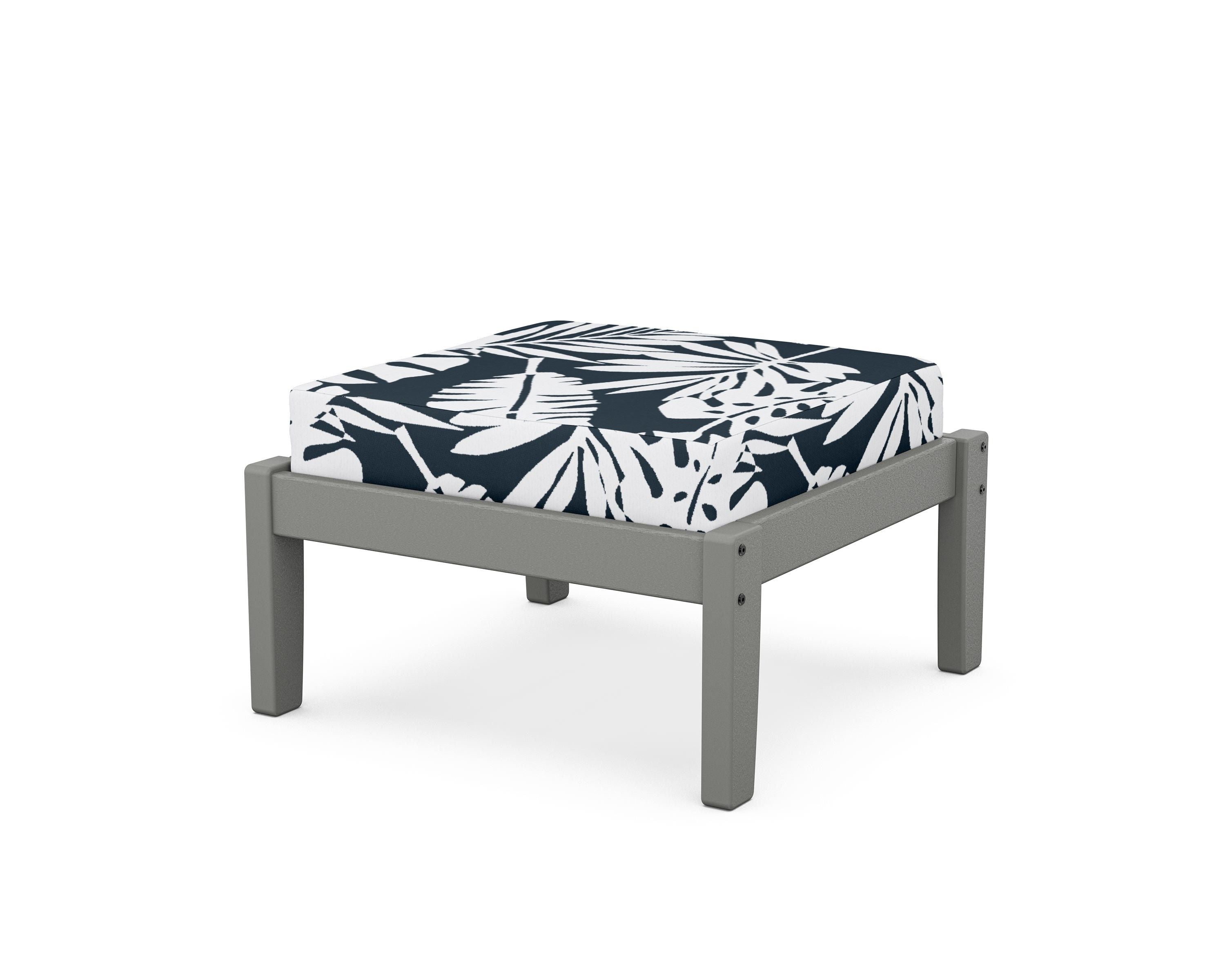 Unbranded Deep Seating Ottoman in Slate Grey / Leaf Marine Indigo